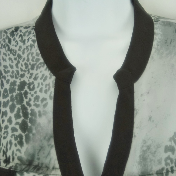 Vanity Sheer Leopard Print Button Down Blouse - Picture 7 of 8